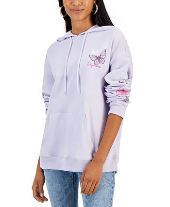 Juniors' Butterfly Graphic Long-Sleeve Hoodie Rebellious One
