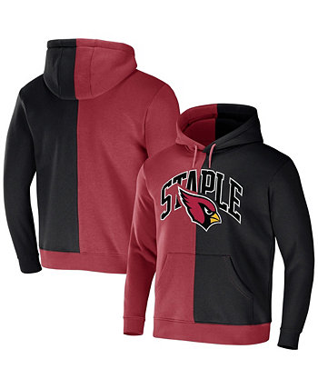 Men's NFL X Staple Cardinal, Black Arizona Cardinals Split Logo Pullover Hoodie NFL Properties