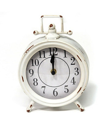 Белые металлические настольные часы Stratton Home Decor Dorothy в винтажном стиле Stratton Home Décor