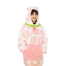 Unisex Strawberry Cow Kids Snugible Blanket Hoodie & Pillow Plushible