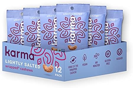 Karma Nuts Cinnamon Sugar Cashews | 1.5 oz - 12 Pack | Whole, Wrapped Cashews | Air Roasted, No Oil | Natural, Minimally Processed | Non-GMO, Gluten-Free, Vegan, Kosher | Rich in Antioxidants + Fiber Karma