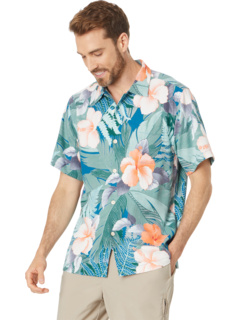Detroit Tigers Tommy Bahama Sport Harbor Island Hibiscus Short Sleeve  Button-Up Shirt - Navy