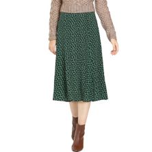 Women's Peasant Elastic Waist A-Line Leave Print Midi Skirt ALLEGRA K