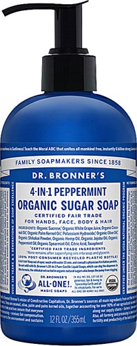Органическое мыло Dr. Bronner's 4-в-1 с сахаром и перечной мятой, 12 жидких унций Dr. Bronner's