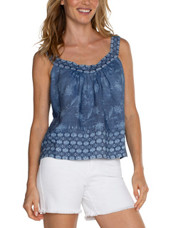 Slvless V Neck Easy Fit Tank with Smocking Liverpool Los Angeles