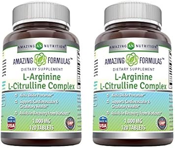 Amazing Formulas L-Arginine/L-Citrulline Complex 1000mg 120 Tablets Supplement| Non-GMO | Gluten Free | Made in USA Amazing Nutrition