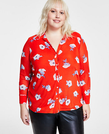 Сетчатая рубашка больших размеров с цветочным принтом, созданная для Macy's Bar III