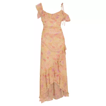 Luvita Floral Ruffled Midi-Dress ASTR