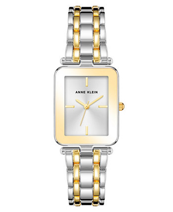 Женские прямоугольные часы-браслет из кварцевого двухцветного сплава с тремя стрелками, 22 мм Anne Klein