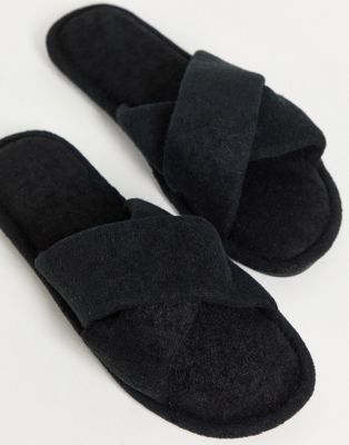 Ego Good Times cross strap slippers in black EGO