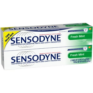 Sensodyne Fresh Mint Fluoride Toothpaste for Sensitive Teeth, 8 ounces Twinpack (4 oz) Sensodyne