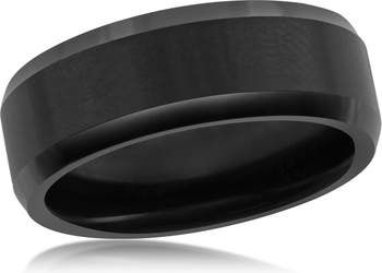 Кольцо из черного вольфрама 8 мм BLACKJACK