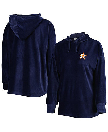Women's Navy Houston Astros End Line Pullover Hoodie Touch