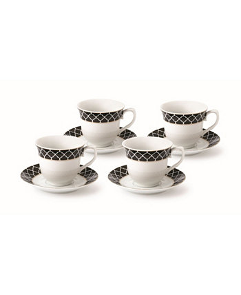 Набор чашек и блюдца для чая или кофе, 8 предметов, 8 унций, сервиз на 4 персоны Lorpen