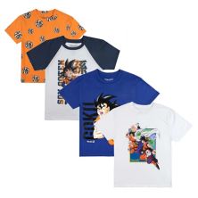 Набор из 4 футболок с короткими рукавами и круглым вырезом для мальчиков Bioworld Dragon Ball Z для мальчиков 8–20 лет BIOWORLD