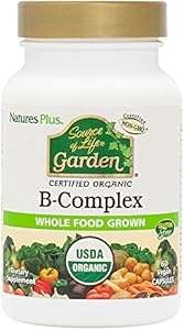 NaturesPlus Source of Life Garden Certified Organic B Complex - 60 Vegan Capsules - Complete Vitamin B Supplement, Energy Booster - Vegetarian, Gluten-Free - 30 Servings Natures Plus