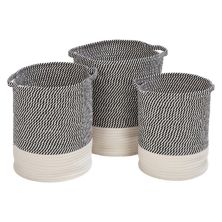 Honey-Can-Do Two-Tone Cotton Rope 3-Piece Storage Basket Set Honey-Can-Do