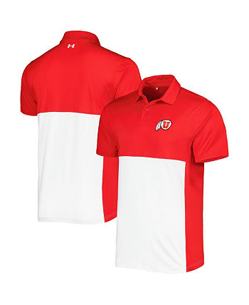 Мужская красная, белая рубашка-поло с блоками Utah Utes Green Рубашка-поло Performance Under Armour