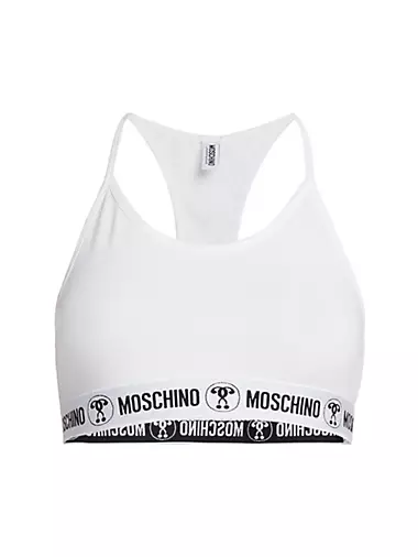 Кроп-топ из эластичного хлопка Moschino с круглым вырезом и регланными рукавами Moschino