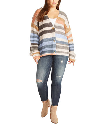 Trendy Plus Size Striped Cardigan Sweater Vigoss