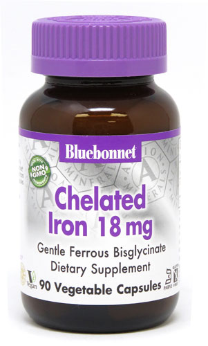 Хелатное железо Bluebonnet Nutrition Albion® -- 18 мг -- 90 растительных капсул Bluebonnet Nutrition