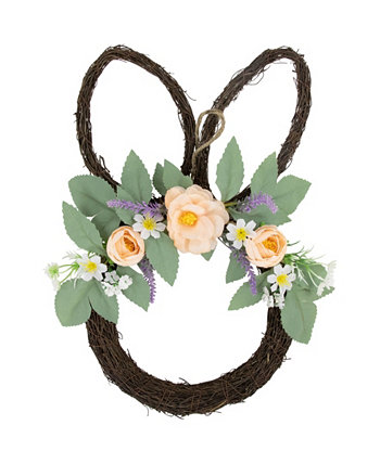 15" Rabbit Ears Floral Easter Twig Wreath Northlight