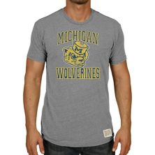 Мужская оригинальная винтажная футболка в стиле ретро вересково-серого цвета Michigan Wolverines Vintage Wolverbear Tri-Blend футболка Original Retro Brand
