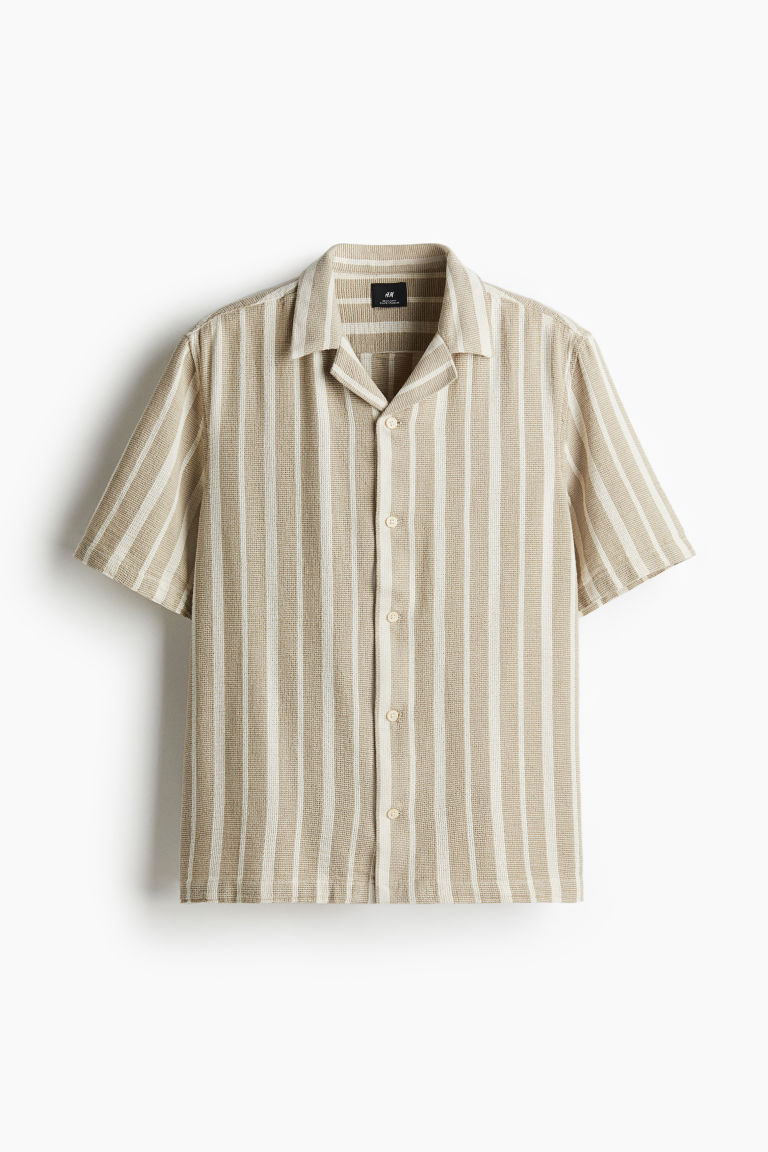 Regular-Fit Textured Resort Shirt H&M