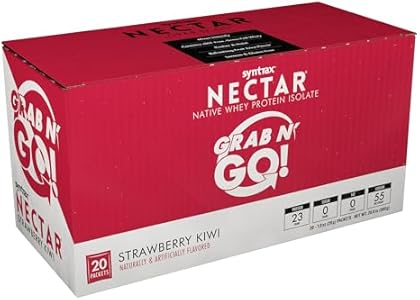 Протеиновый порошок 100% сывороточный изолят Nectar Grab N' Go с вкусом капучино, 20 саше по 28 г, 23 г белка Syntrax