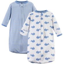 Хлопковый носимый спальный мешок с длинными рукавами для маленьких мальчиков, мешок, одеяло, синие киты, 3-9 месяцев Hudson Baby