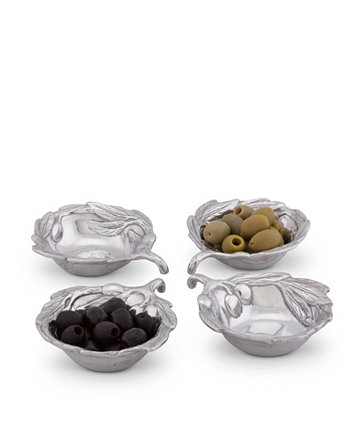 Алюминий, отлитый в песчаные формы, набор из 4 чашек для соуса в оливковом узоре Arthur Court