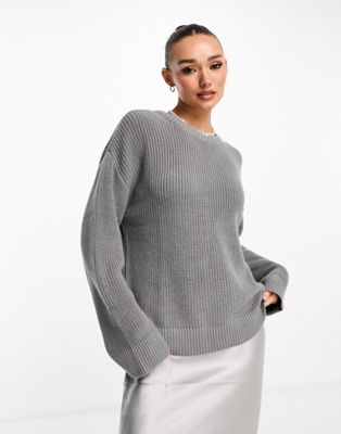Серый вязаный свитер с круглым вырезом NA-KD NAKD