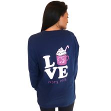 Juniors' IVORY ELLA Love Hot Chocolate Long Sleeve T-Shirt Ivory Ella