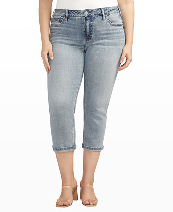 Plus Size Suki Mid Rise Curvy Fit Capri Silver Jeans Co.