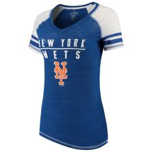 Женская футболка Soft as a Grape с v-образным вырезом и цветными блоками Royal New York Mets Soft As A Grape