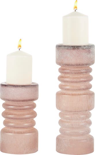 Pink Glass Candle Holder - Set of 2 Willow Row
