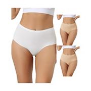 3 Packs Womens High Waisted Underwear Silky Breathable No Trace Hipster Stretch Briefs Allegra K