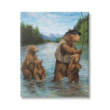 Stupell Home Decor Grizzly Bear Family Fishing Mountain Wall Art Stupell Home Decor