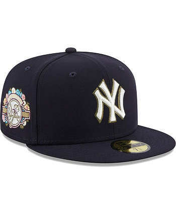 Мужская темно-синяя приталенная шляпа New York Yankees 100th Anniversary Spring Training Botanical 59FIFTY New Era