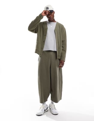 ASOS DESIGN oversized balloon sweatpants in waffle textured green Asos Design