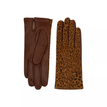 Замшевые перчатки Talian с леопардовым принтом Carolina
