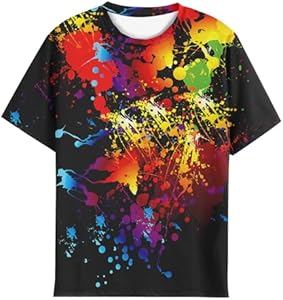 Boys Girls T Shirts 3D Printed Graphic Tees Shirts Crewneck Short Sleeve for Kids 6-16 Years EOWJEED