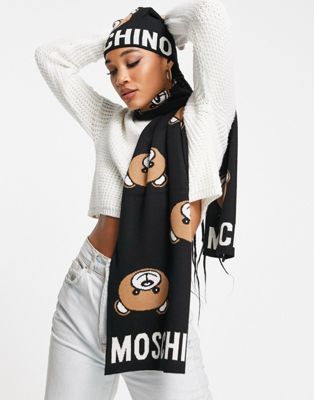 Черный шарф с логотипом Moschino Moschino