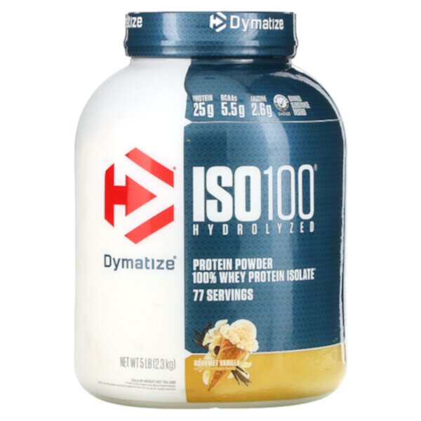ISO100 Гидролизованный, 100% изолят сывороточного белка, Гурманская Ваниль, 2.3 кг - Dymatize Dymatize
