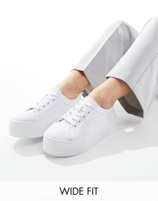 Белые кроссовки на платформе со шнуровкой ASOS DESIGN Wide Fit Divide ASOS DESIGN