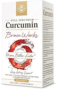 Solgar Full Spectrum Curcumin Brain Works, 90 Licaps - Support Memory Recall, Focus, Cognitive Function - Antioxidant Support - Curcumin, BacoMind, Choline, Vitamin B12 - Non-GMO, Vegan - 30 Servings Solgar