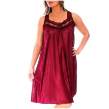 Women's Silky Feeling Sleeveless Nightgown With Embroidery Lace Floral Design Yafemarte