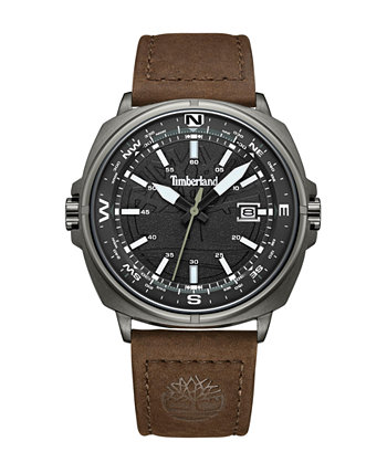 Мужские часы Williston Three Date Hand с коричневым ремешком из натуральной кожи, 44 мм Timberland