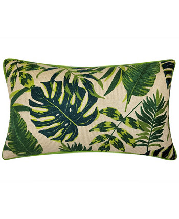 Декоративная подушка NYBG для использования в помещении и на открытом воздухе с вышивкой в виде листьев рафии, 12 x 20 дюймов Edie@Home