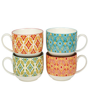 Набор из 4 больших чашек с дамасскими цветочными мотивами Certified International
